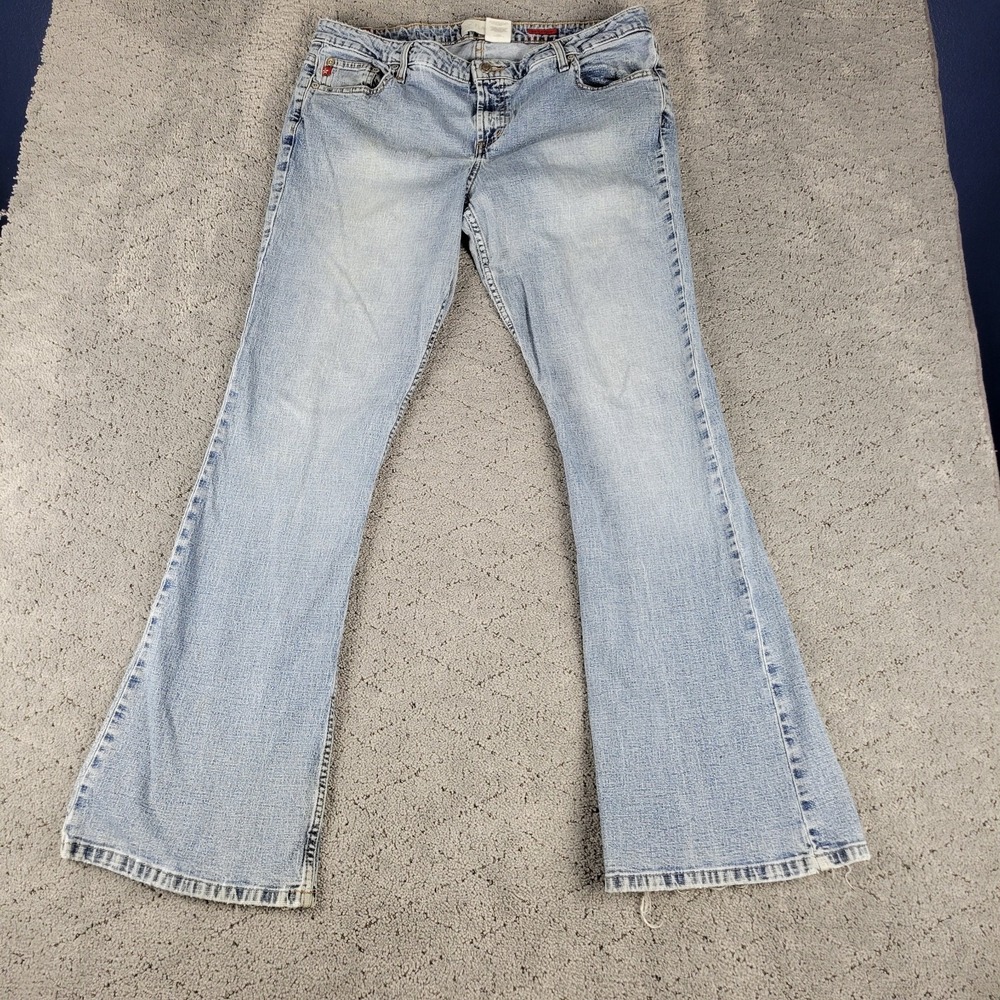 Vintage Arizona Jeans Womens 17L Long Blue Flare Leg Faded‎ Stretch Hippie